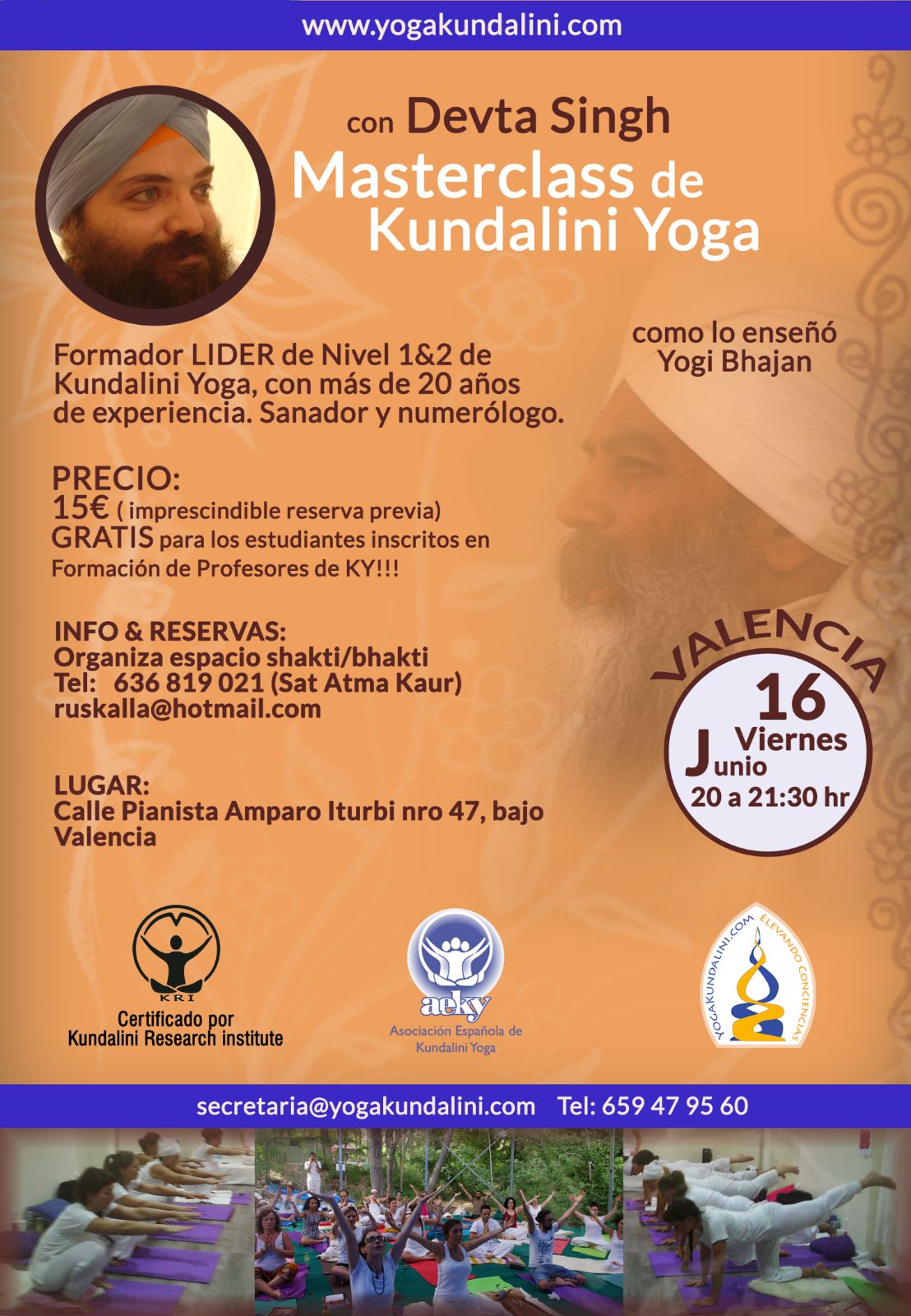 kundalinijunio Viernes 16 de Junio: Master de Kundalini Yoga